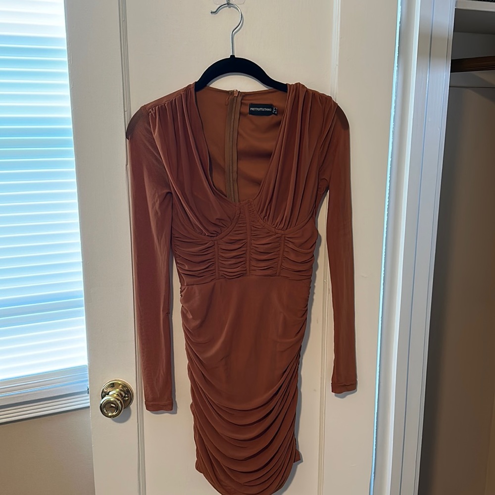 Long sleeve mesh dress